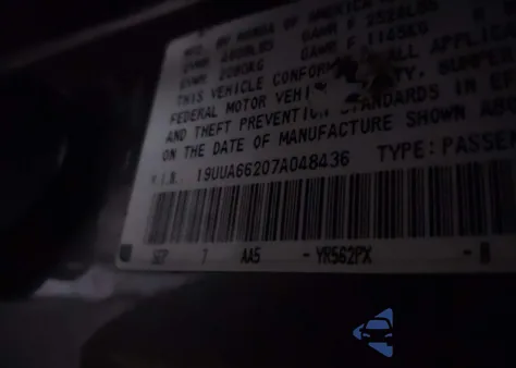 2007 Acura Tl 3.2 from USA, damaged, VIN 19UUA66207A048436